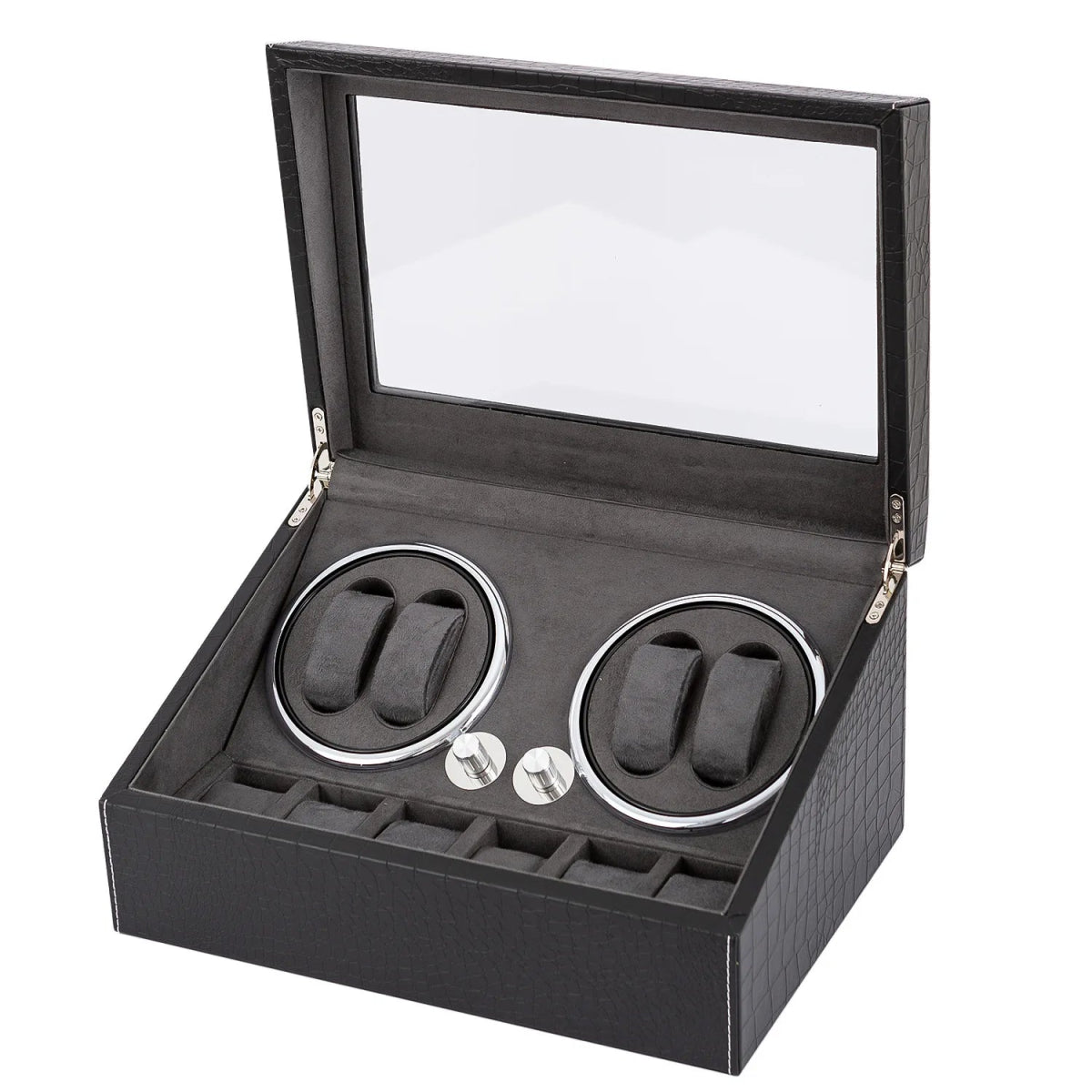 buy High Quality Automatic Watch Shaker Watch Storage Watch Display Case for 4 Automatic with Extra 6 Watch Storage LED Illumination at WatchMatic with free shipping