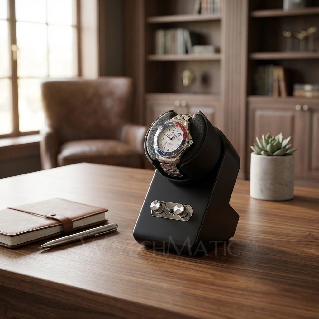 WATCHMATIC Solo Wood Watch Winder 14:173B-Black - WatchMatic