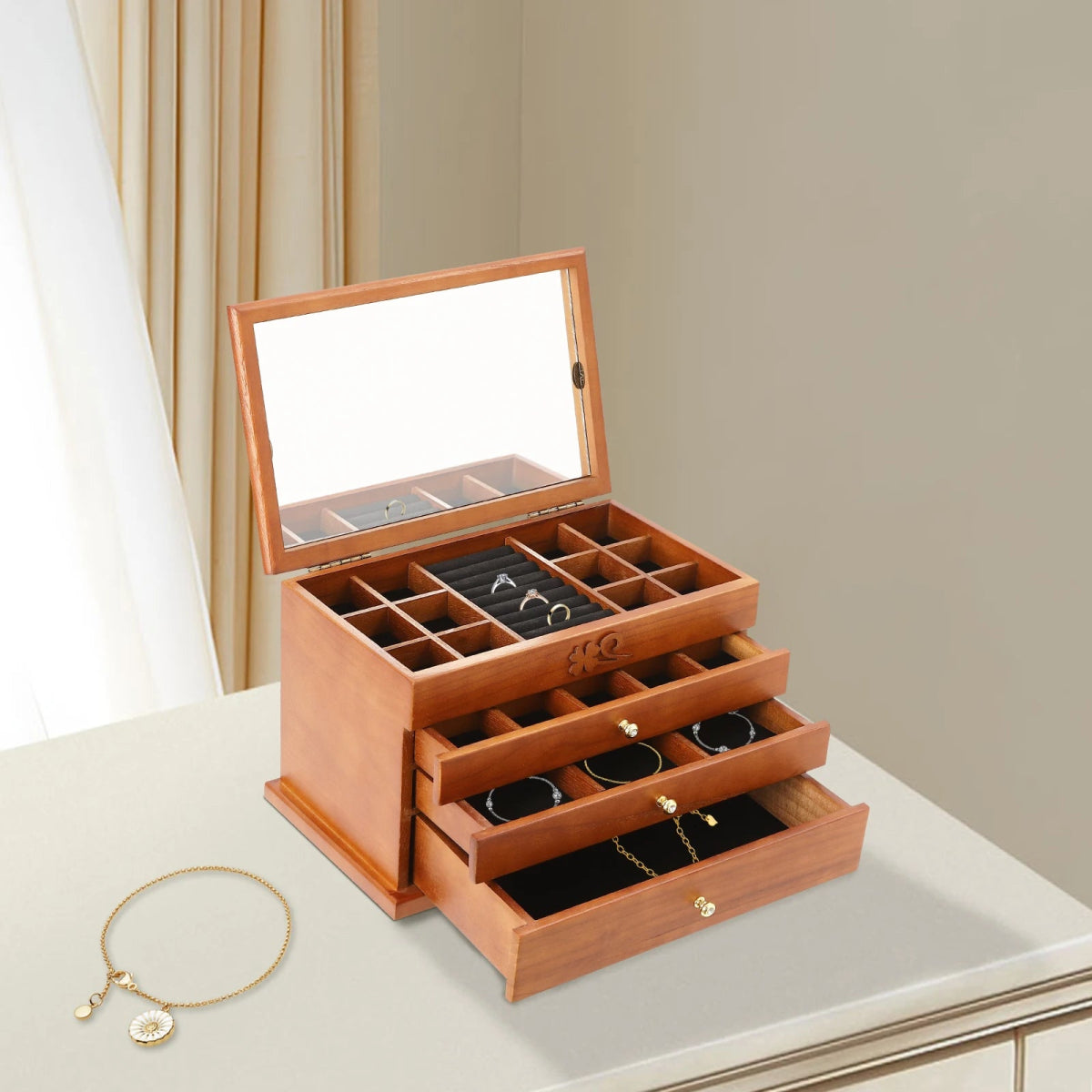 WATCHMATIC Vintage Wooden Jewelry Box 14:294 Tiers;200007763:201336106 - WatchMatic