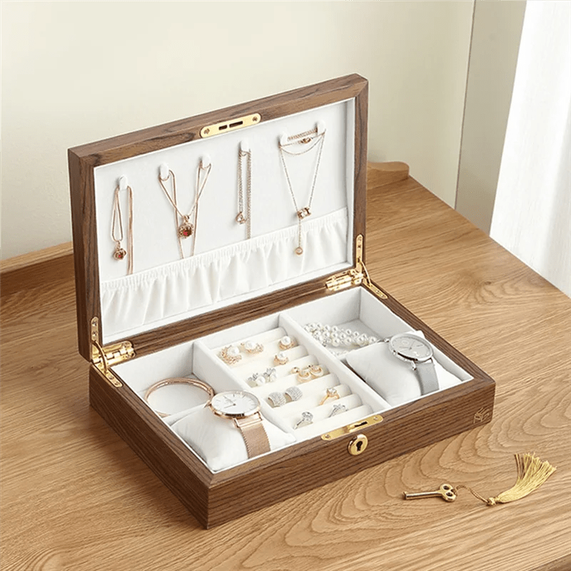 WATCHMATIC Wooden Flip Jewelry Box 14:200003699Walnut Color - WatchMatic
