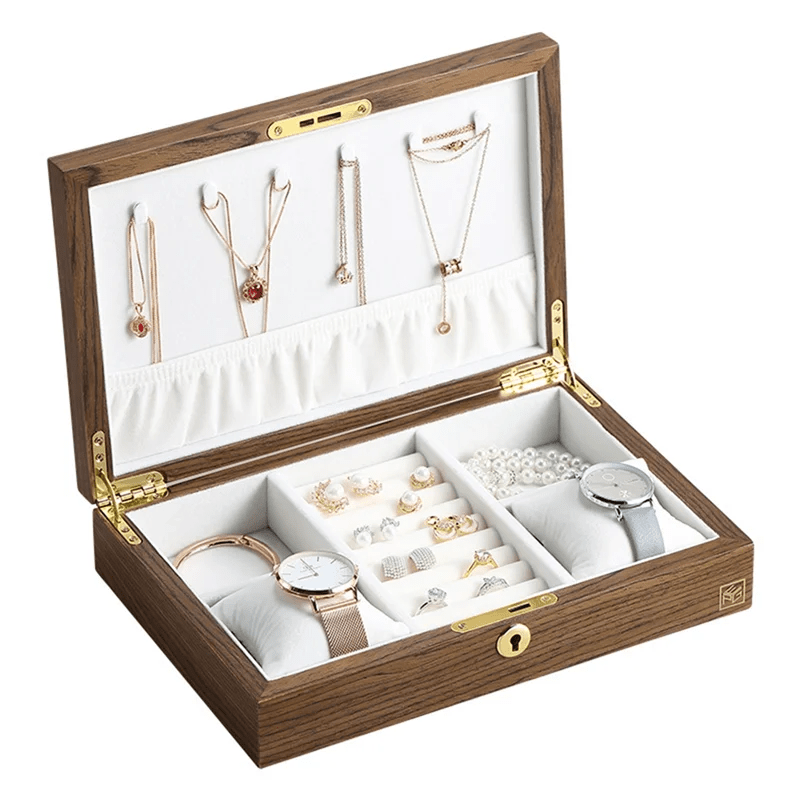 WATCHMATIC Wooden Flip Jewelry Box 14:200003699Walnut Color - WatchMatic