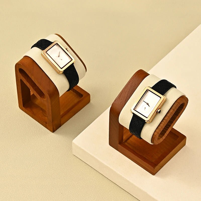 WATCHMATIC Wooden Watch Stand 14:29Beige Velvet - WatchMatic